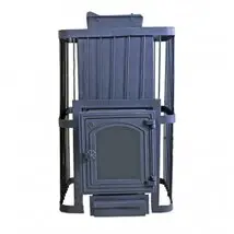 Печь для бани "ComfortProm СТАЛЬ, чугунная дверь со стеклом, закрытая каменка"