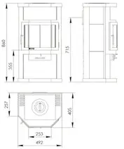 Печь-камин "Ока с плитой"